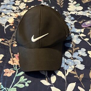 Nike Black Hat with White Swoosh